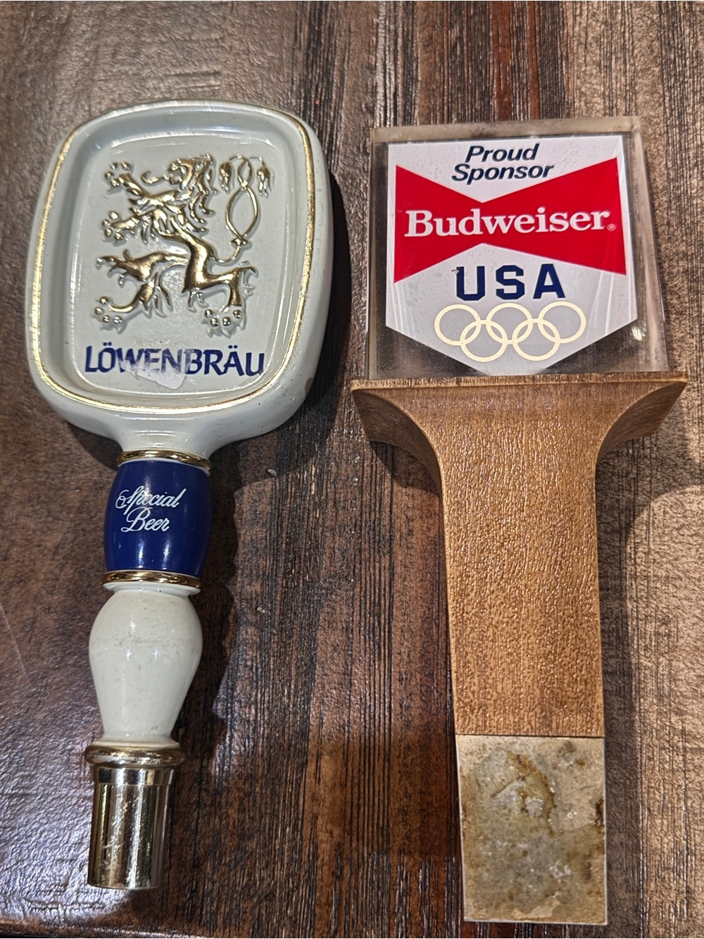 White and Blue Ceramic Beer Tap Handle by
